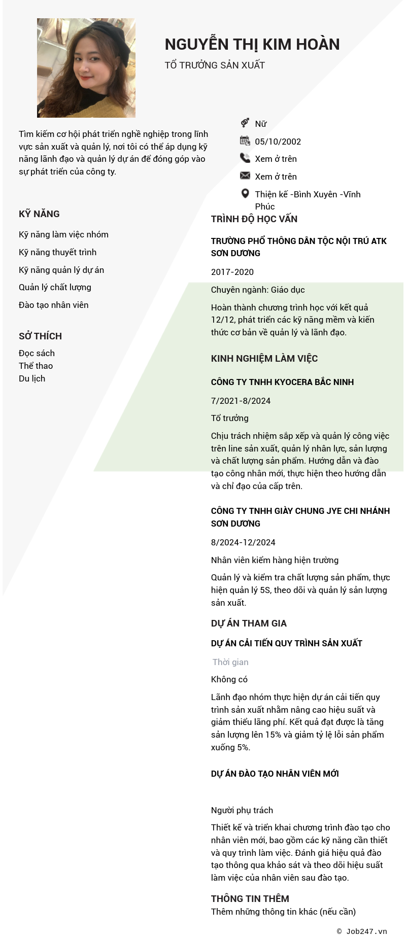 CV ứng viên