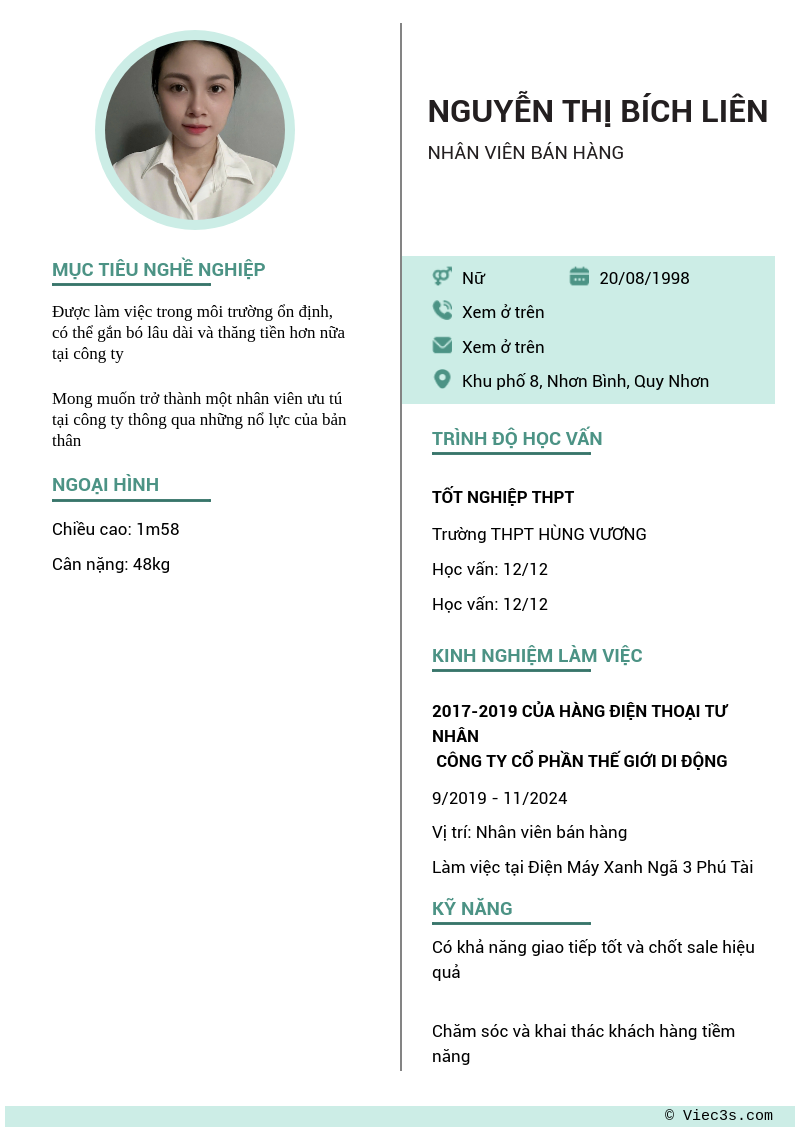 CV ứng viên