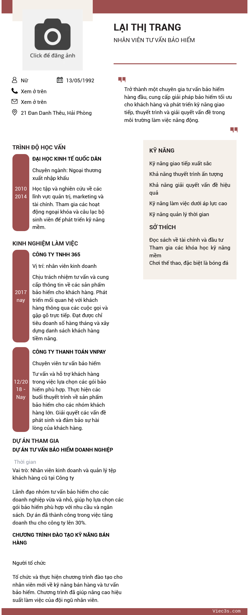 CV ứng viên
