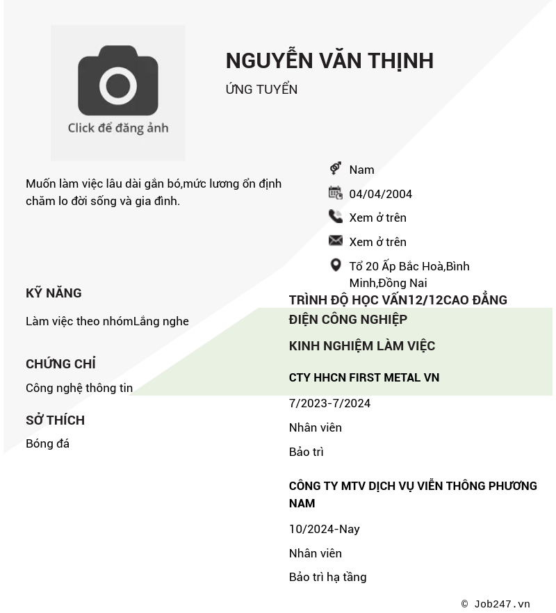 CV ứng viên