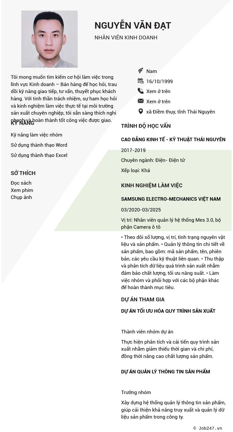 CV ứng viên