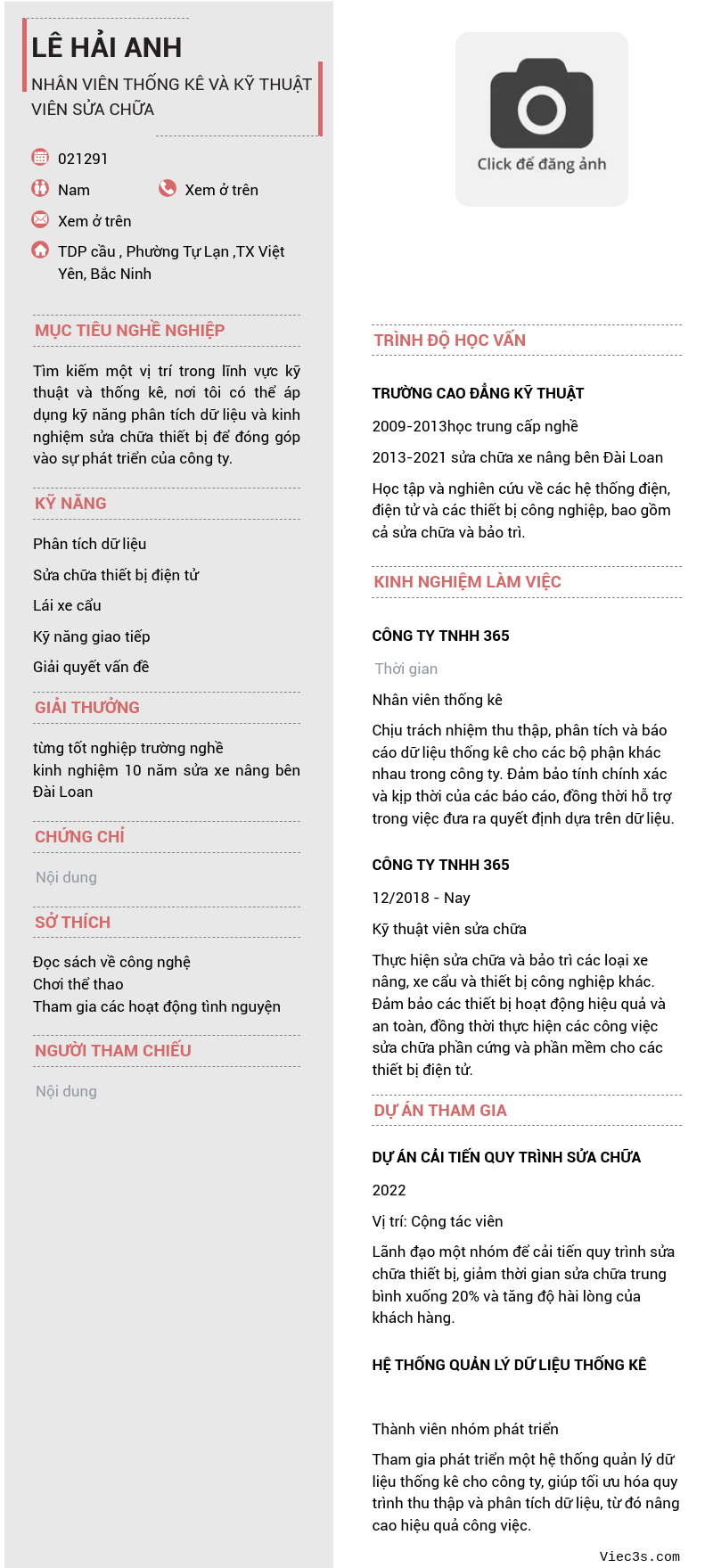 CV ứng viên