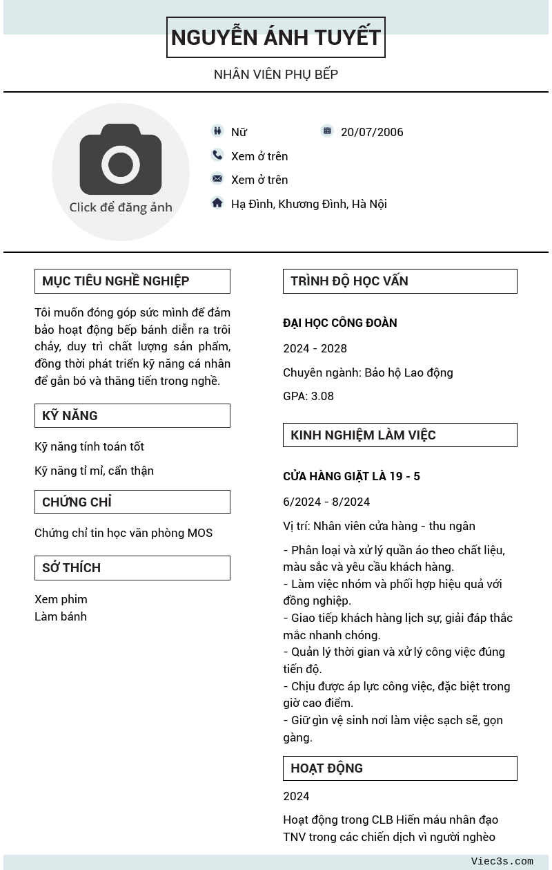 CV ứng viên