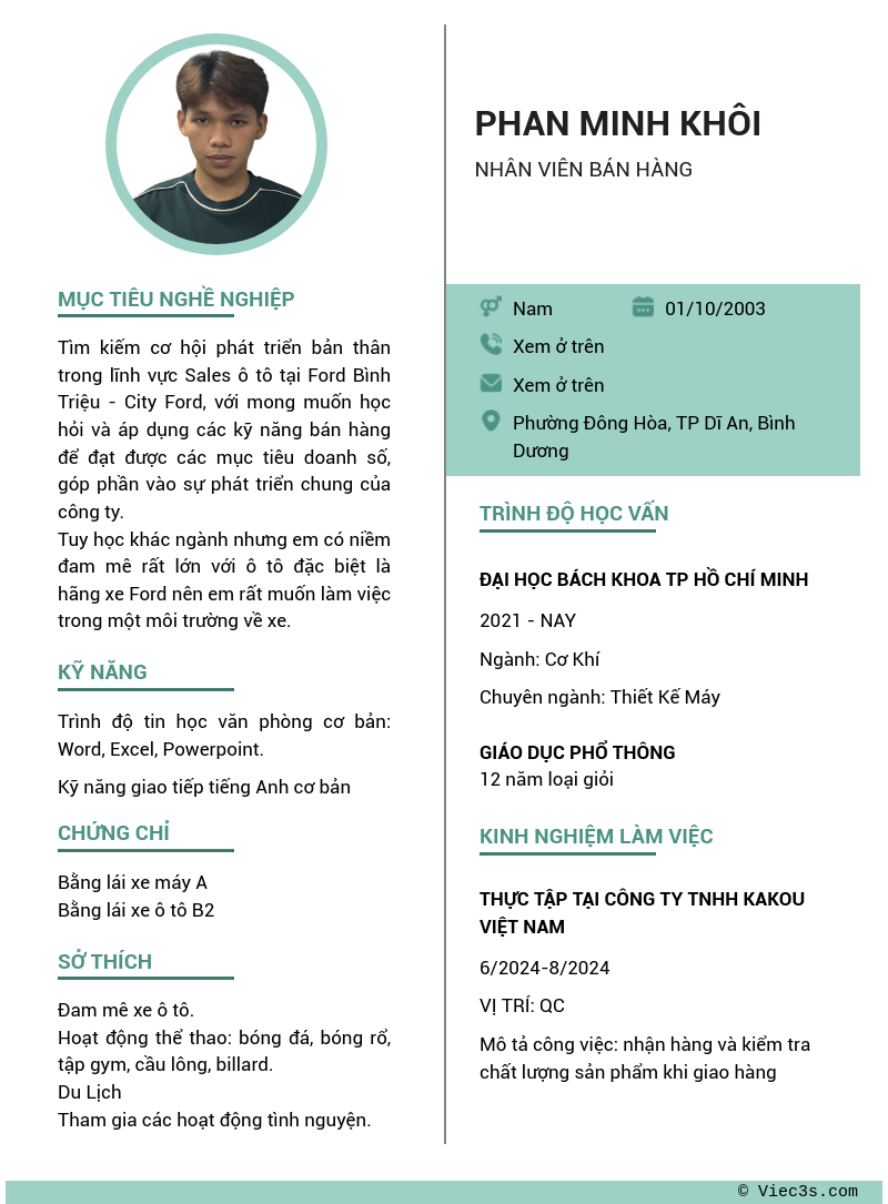 CV ứng viên