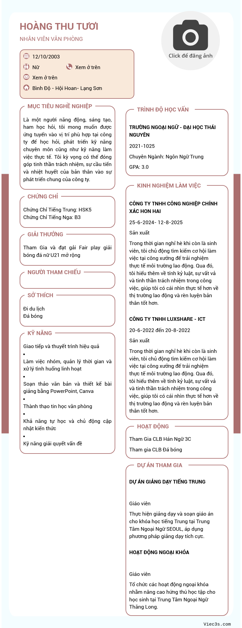 CV ứng viên