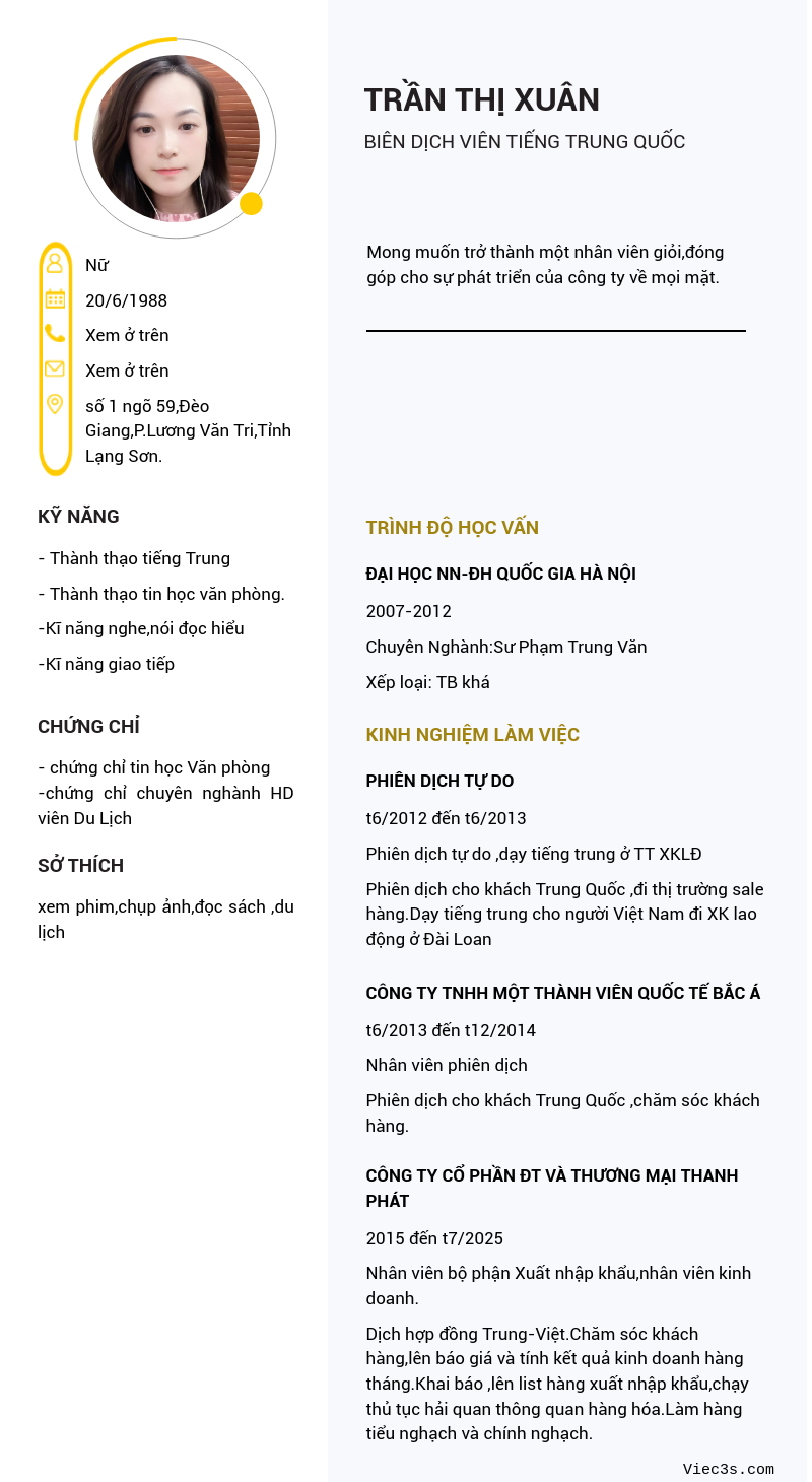 CV ứng viên