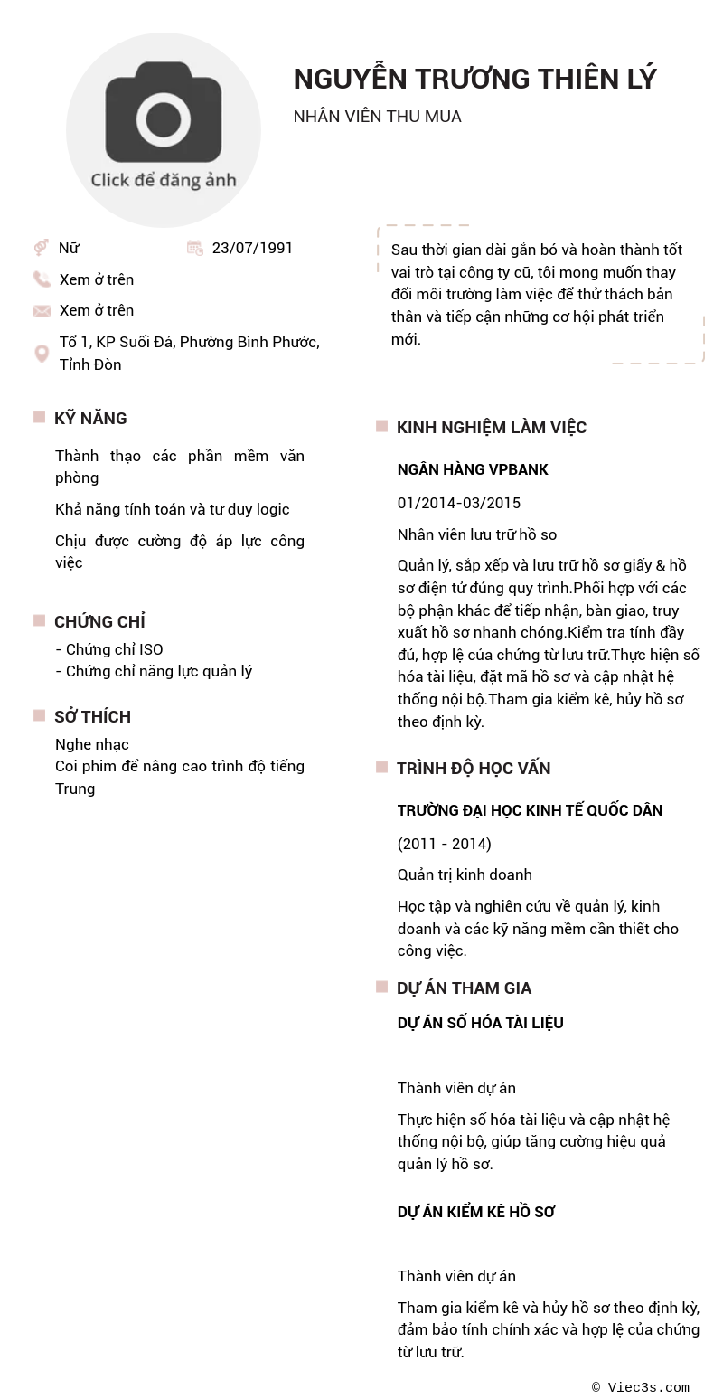 CV ứng viên