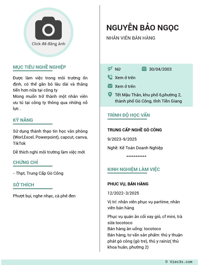 CV ứng viên