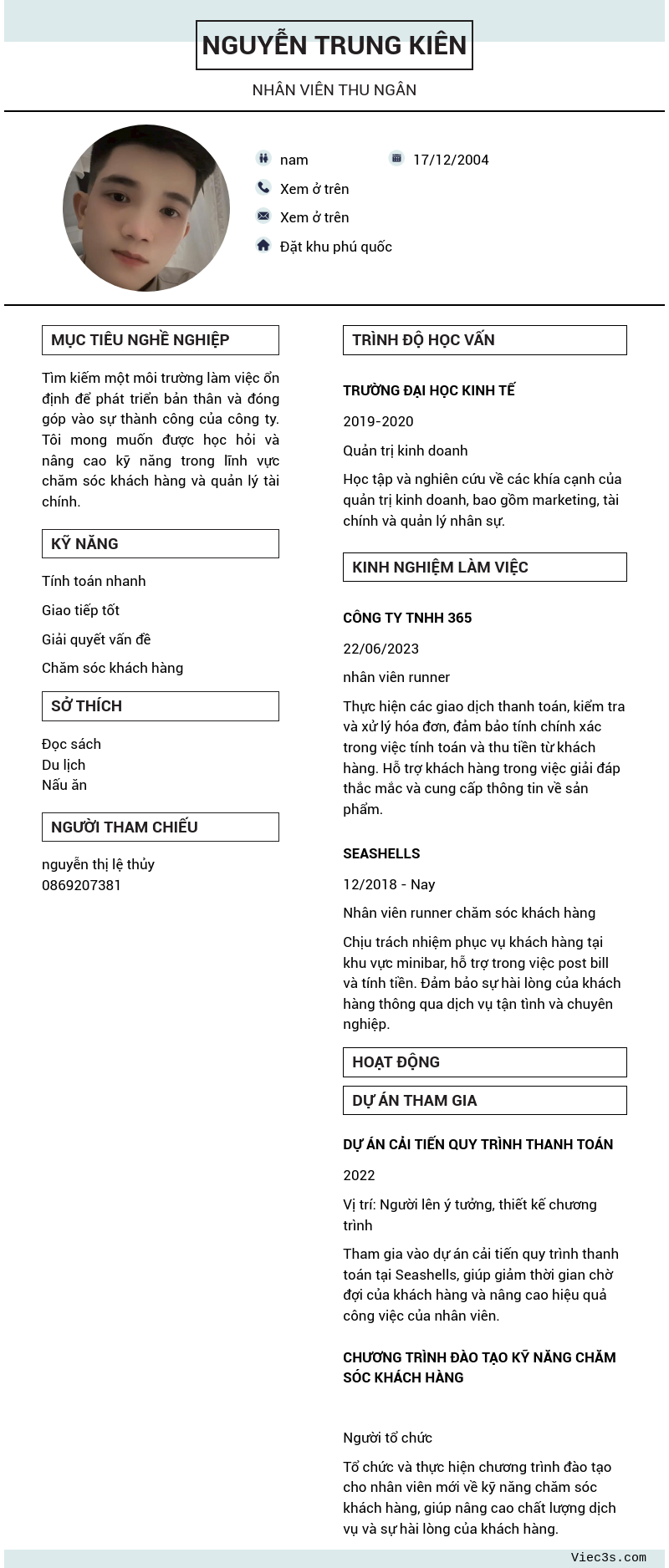 CV ứng viên