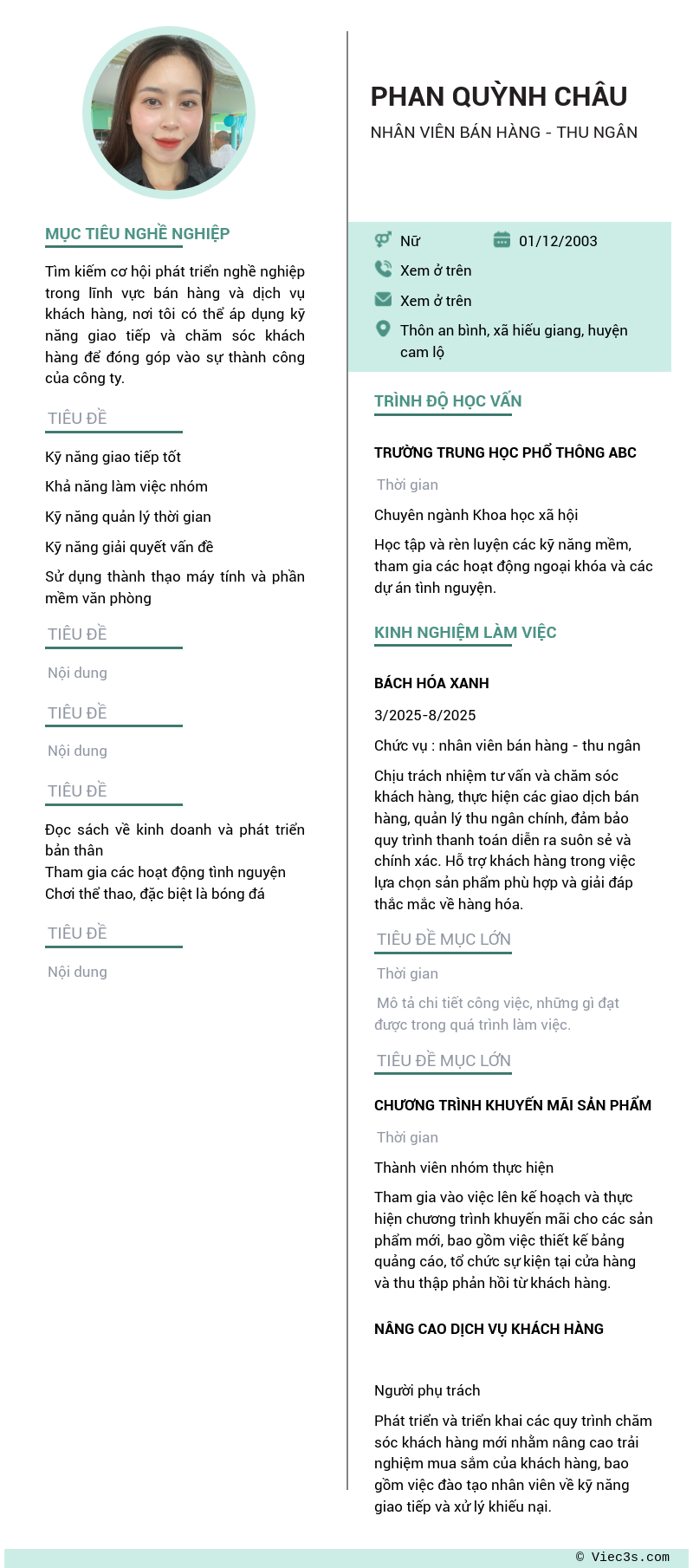CV ứng viên