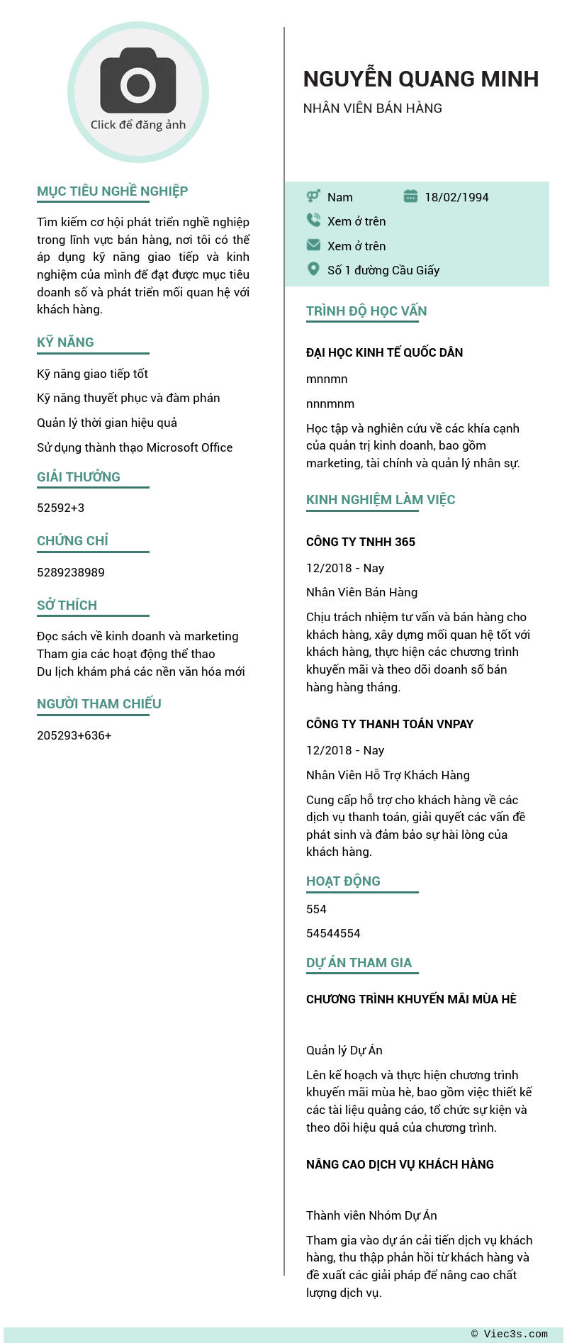 CV ứng viên