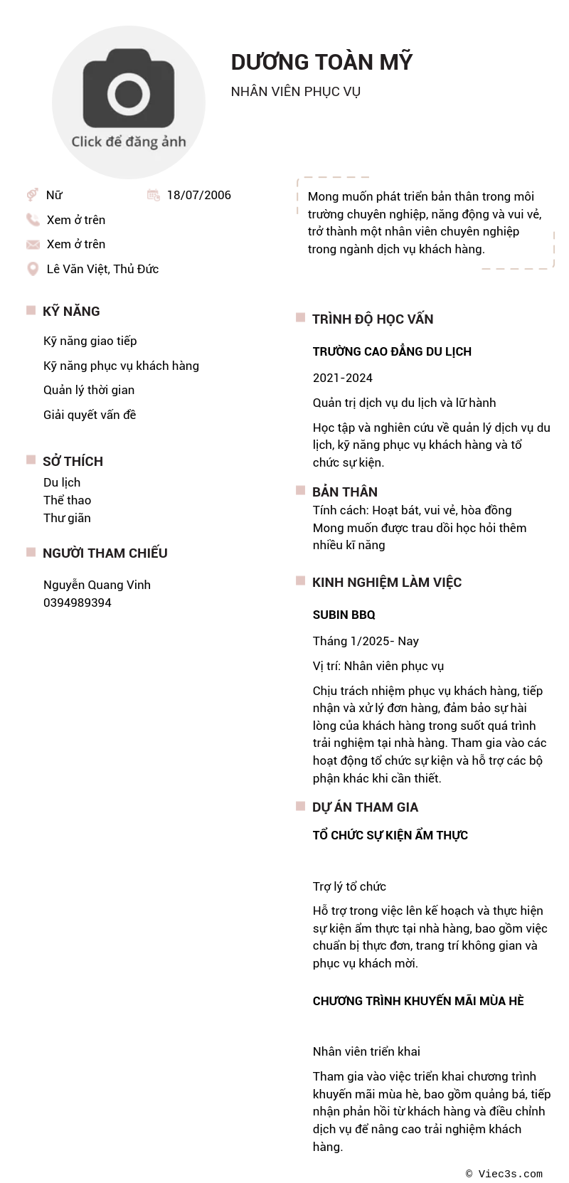 CV ứng viên