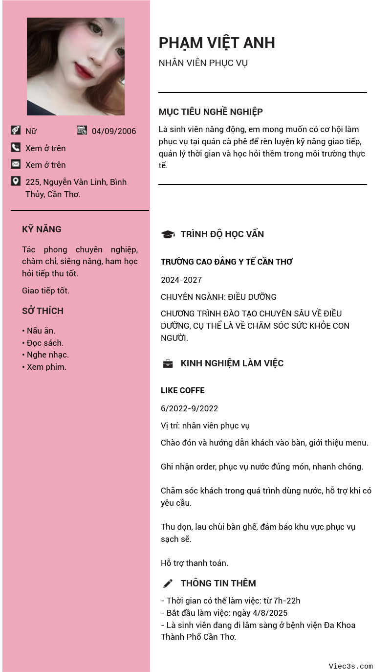 CV ứng viên