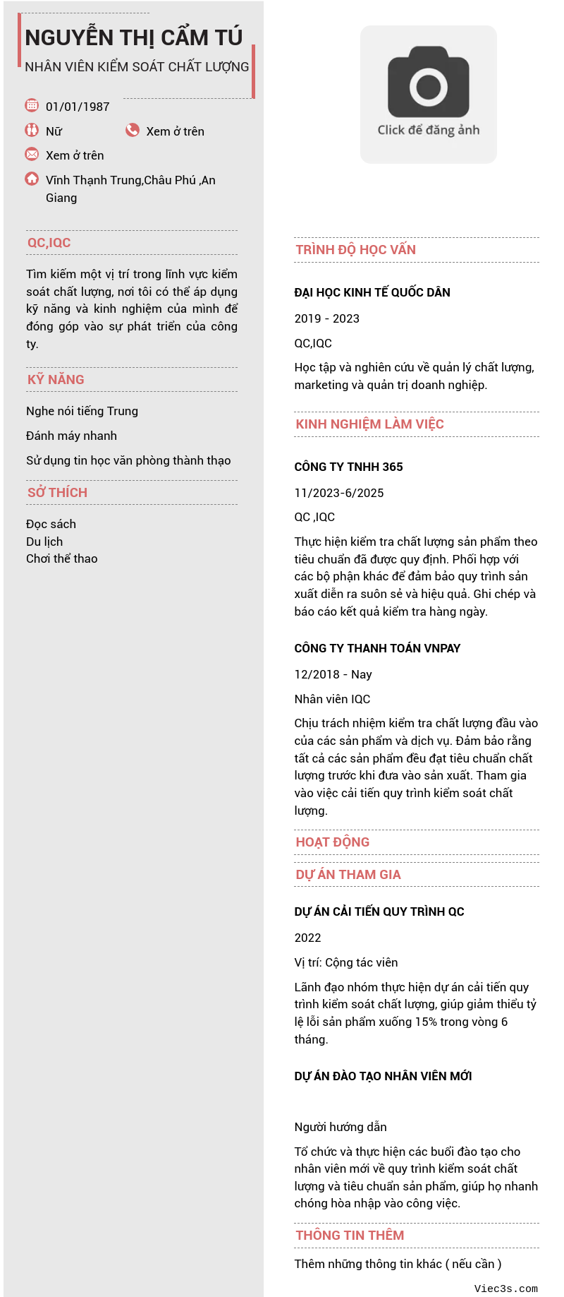 CV ứng viên