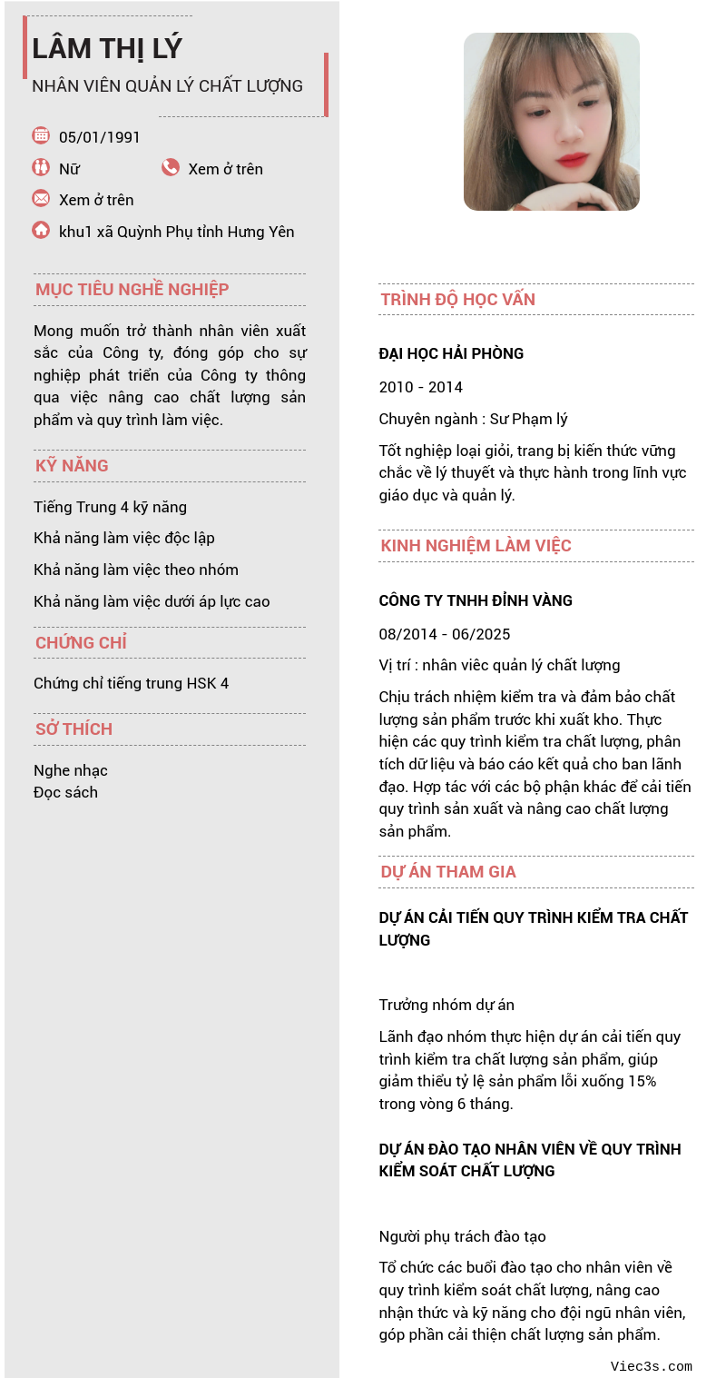 CV ứng viên