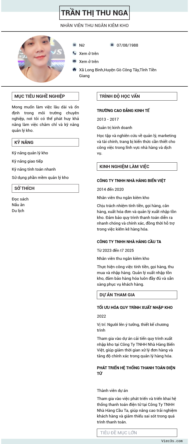 CV ứng viên