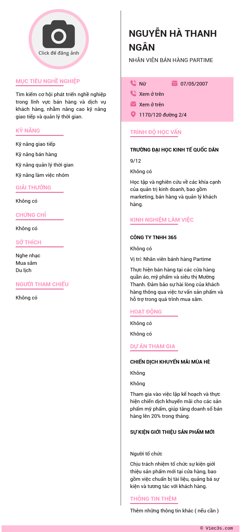 CV ứng viên
