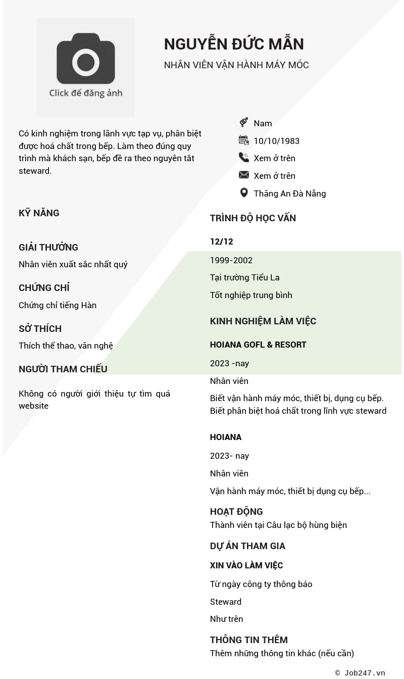 CV ứng viên
