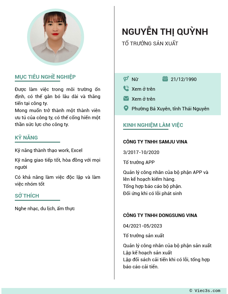 CV ứng viên