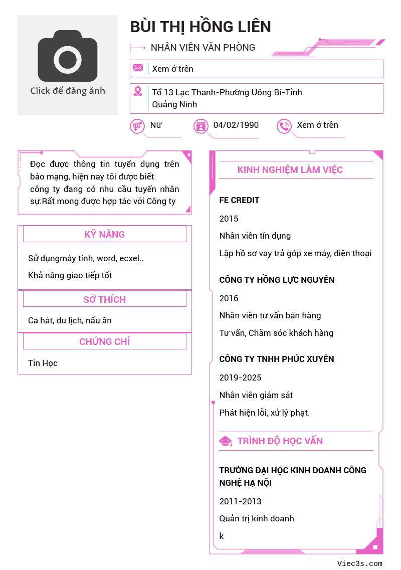 CV ứng viên