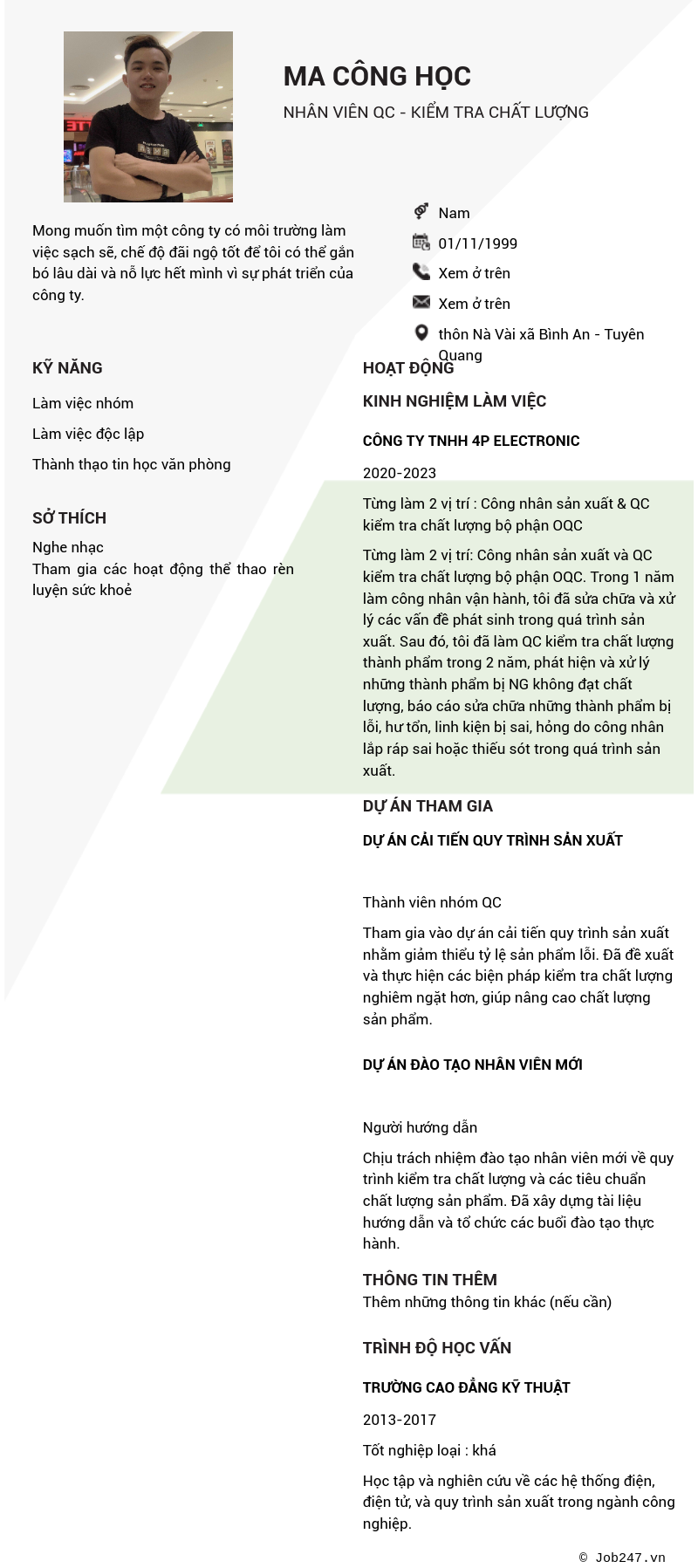 CV ứng viên