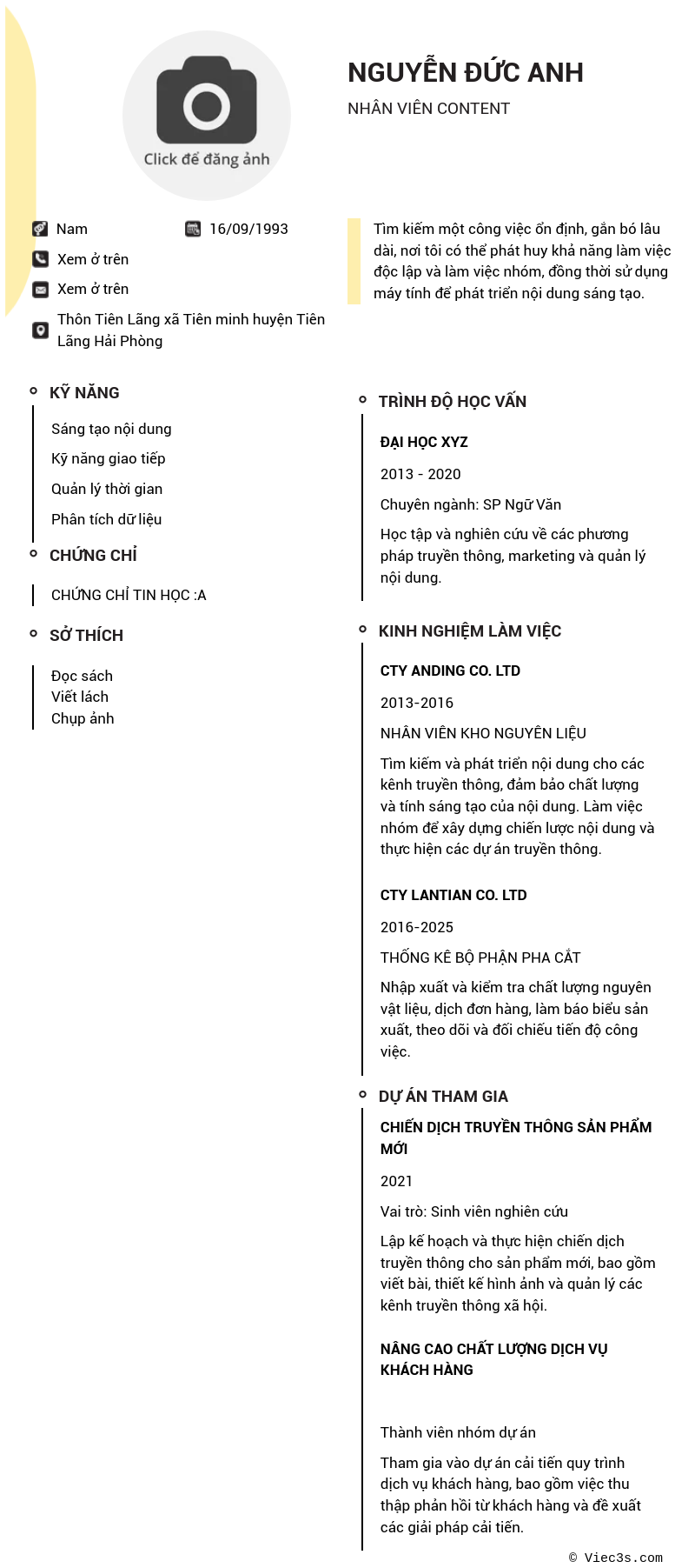 CV ứng viên