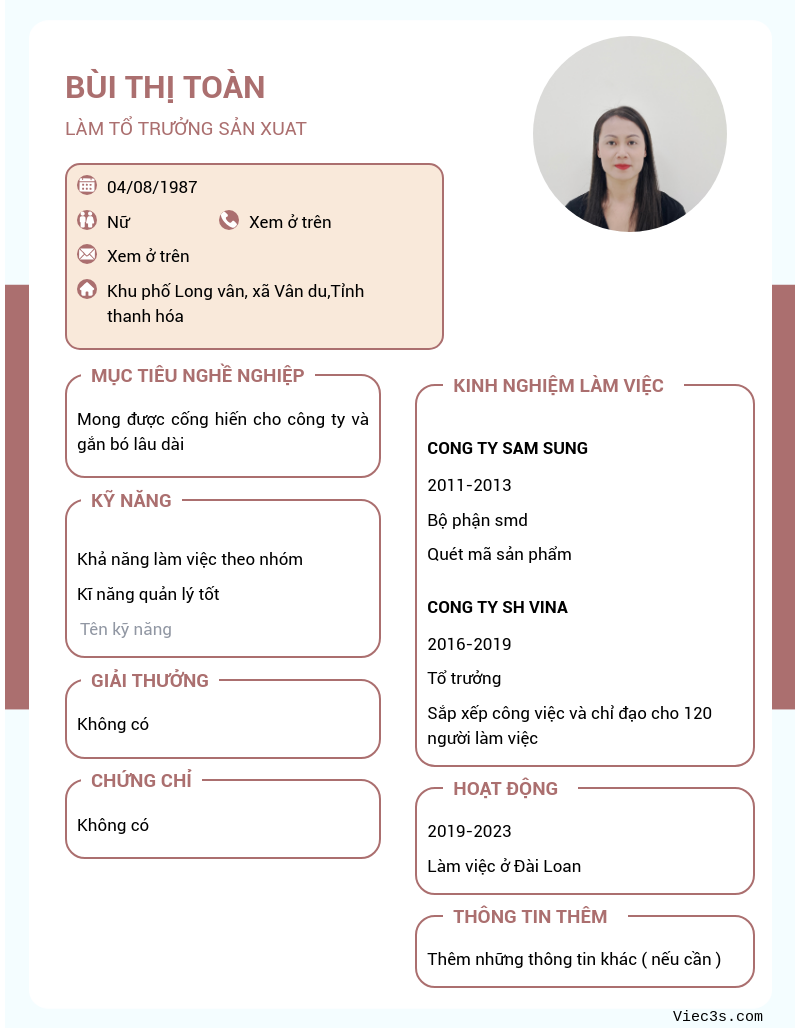CV ứng viên