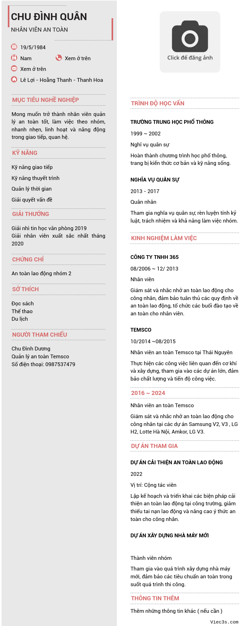 CV ứng viên
