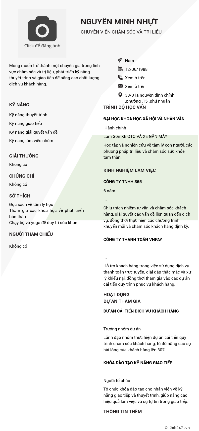 CV ứng viên