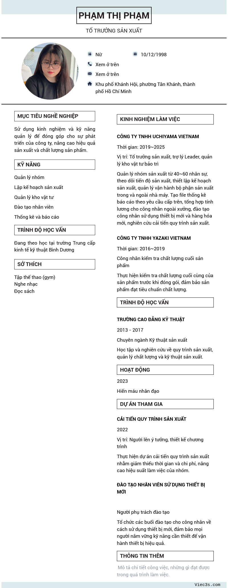 CV ứng viên