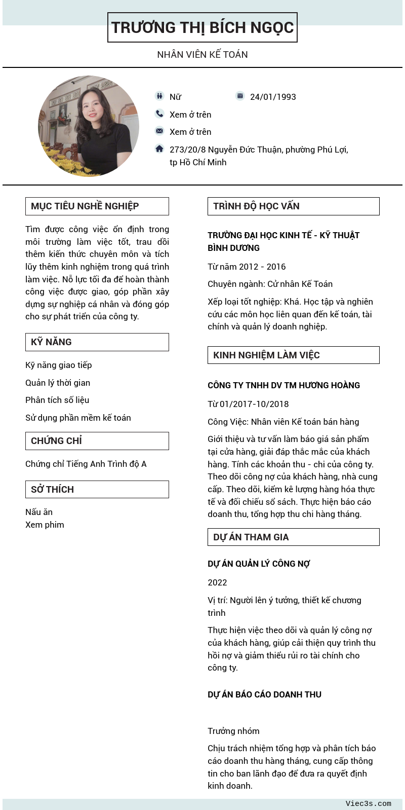 CV ứng viên