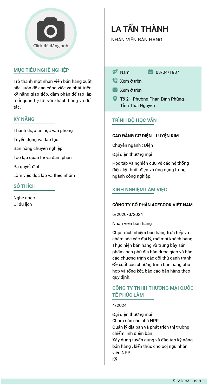 CV ứng viên