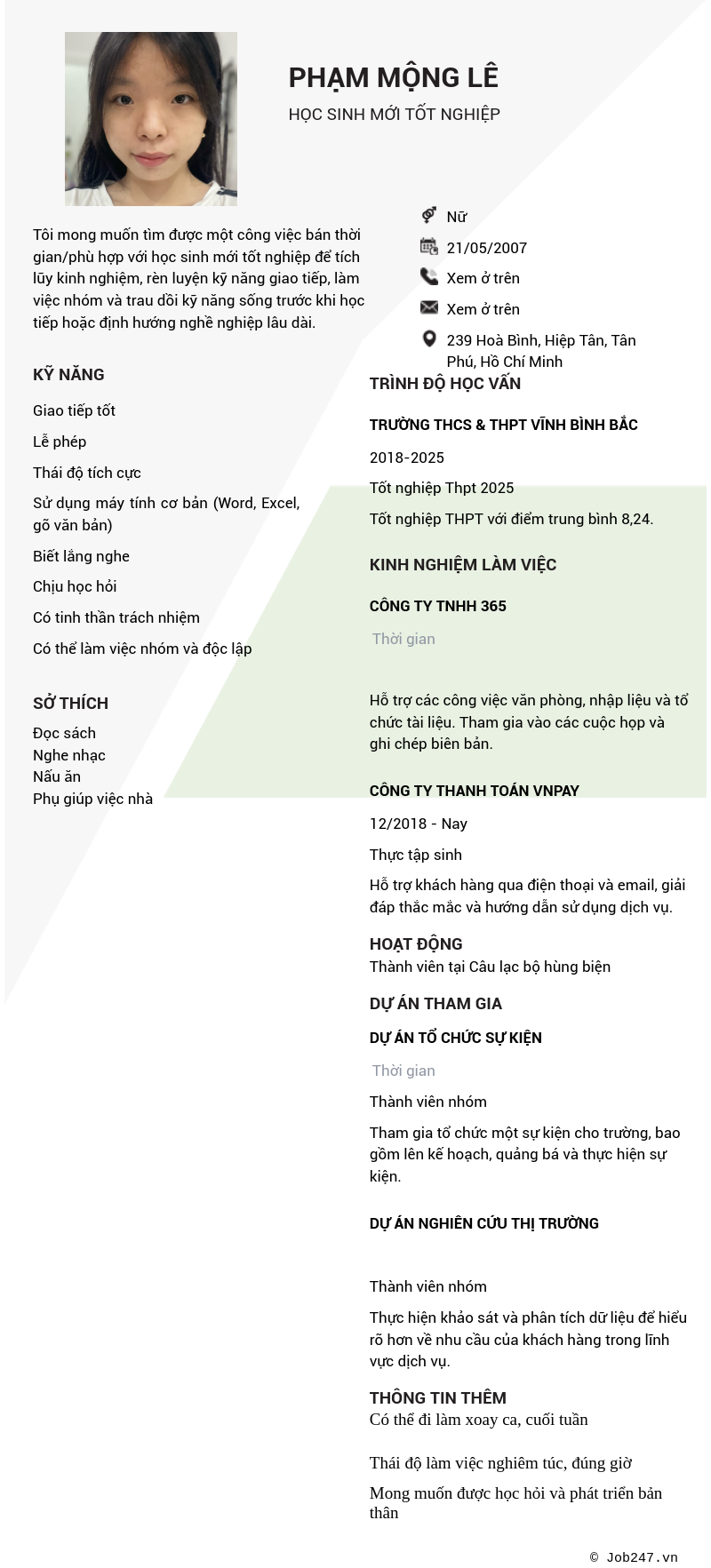 CV ứng viên