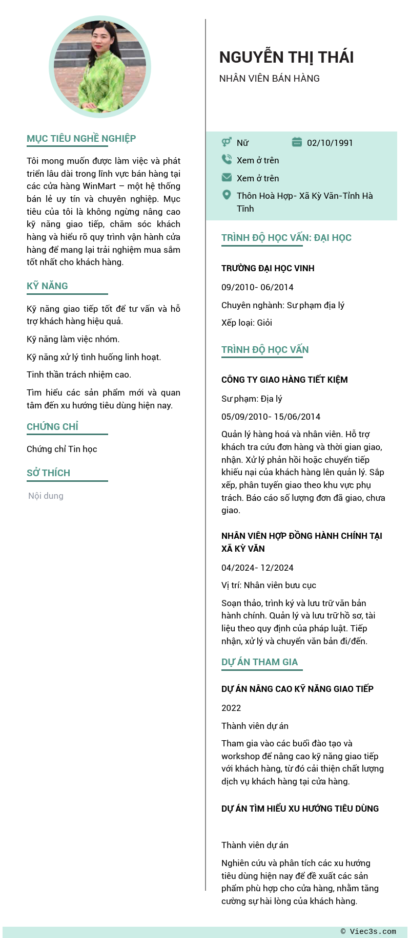 CV ứng viên