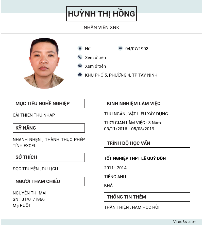 CV ứng viên
