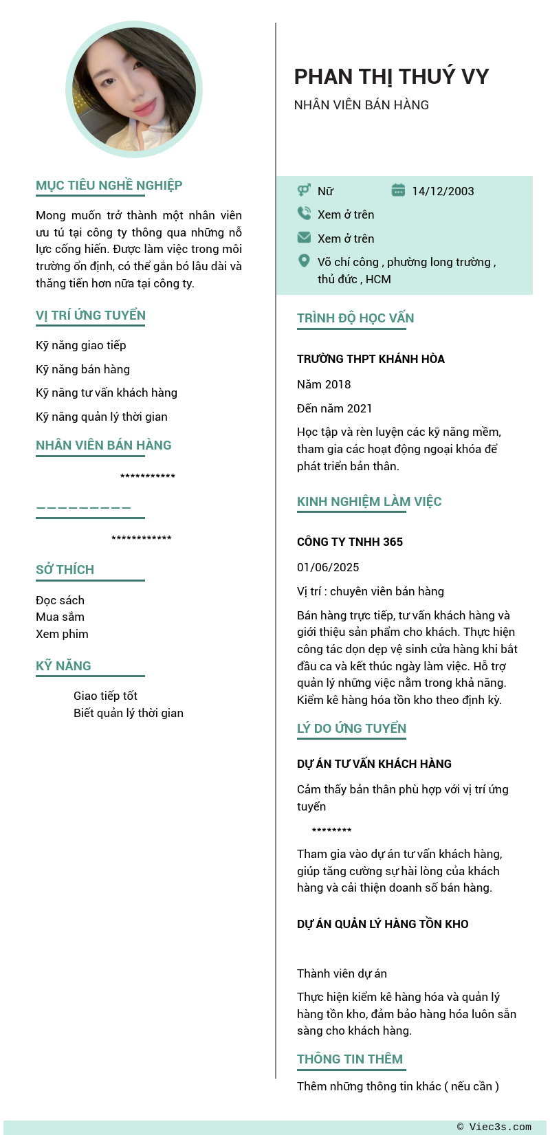 CV ứng viên