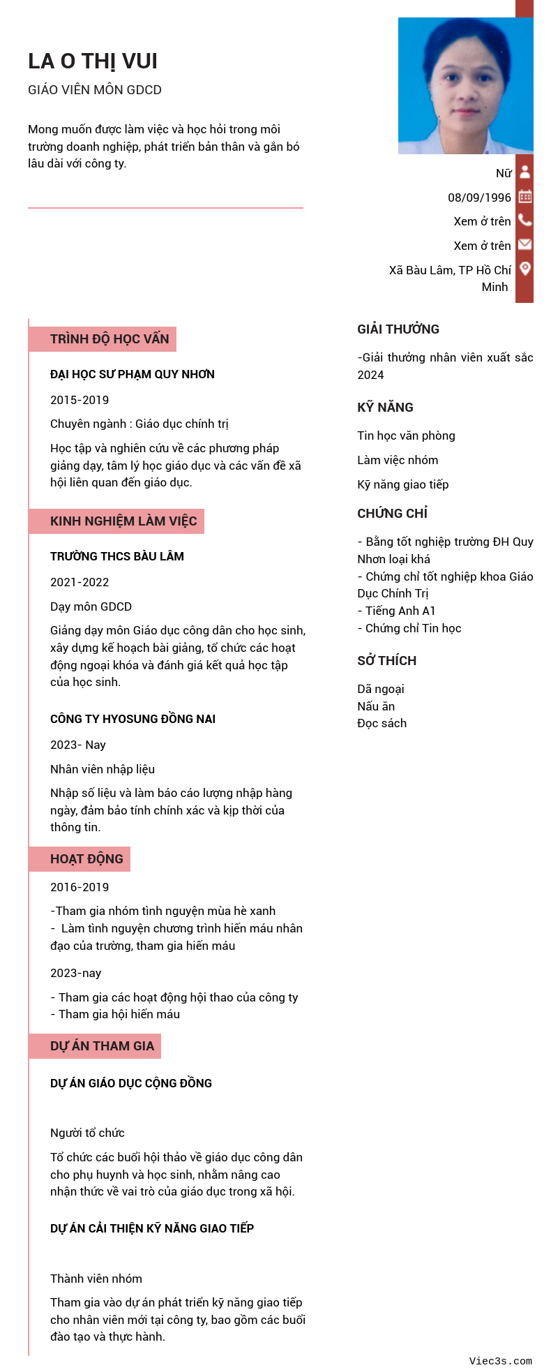 CV ứng viên