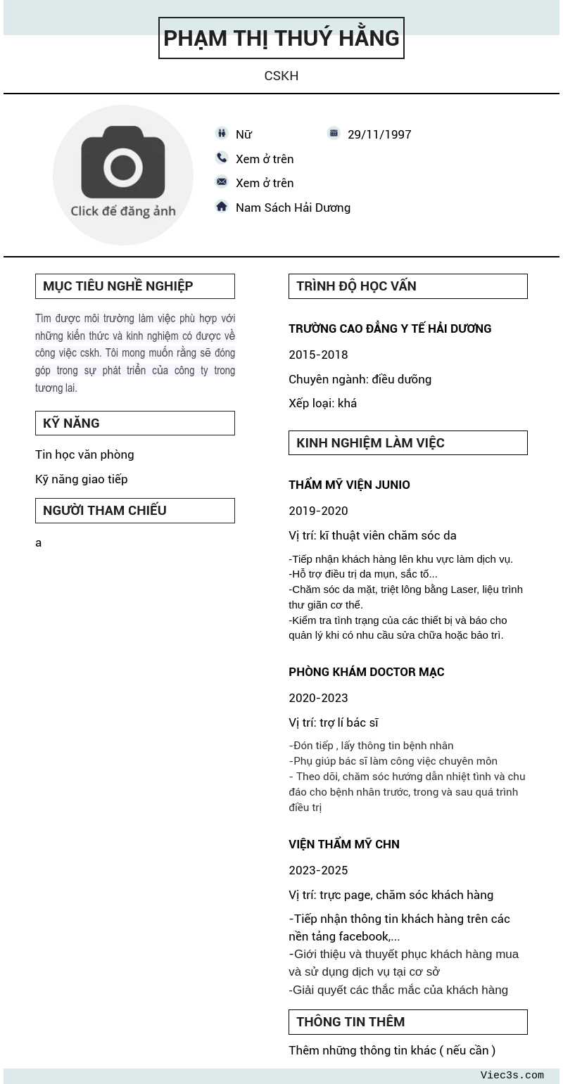 CV ứng viên