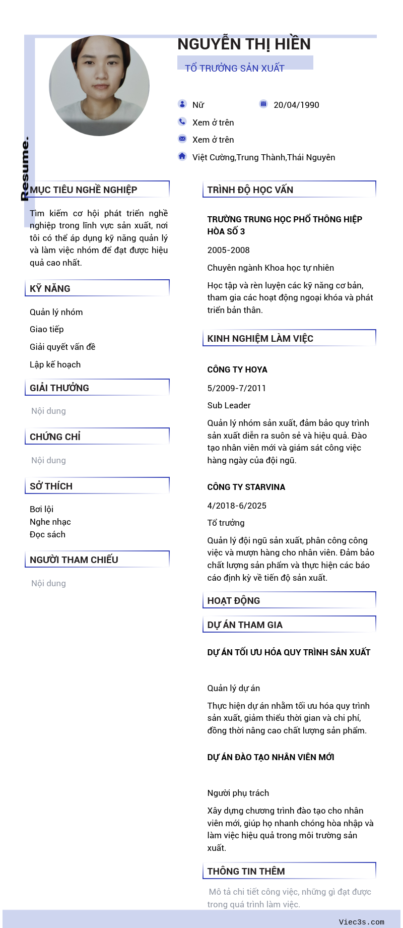 CV ứng viên