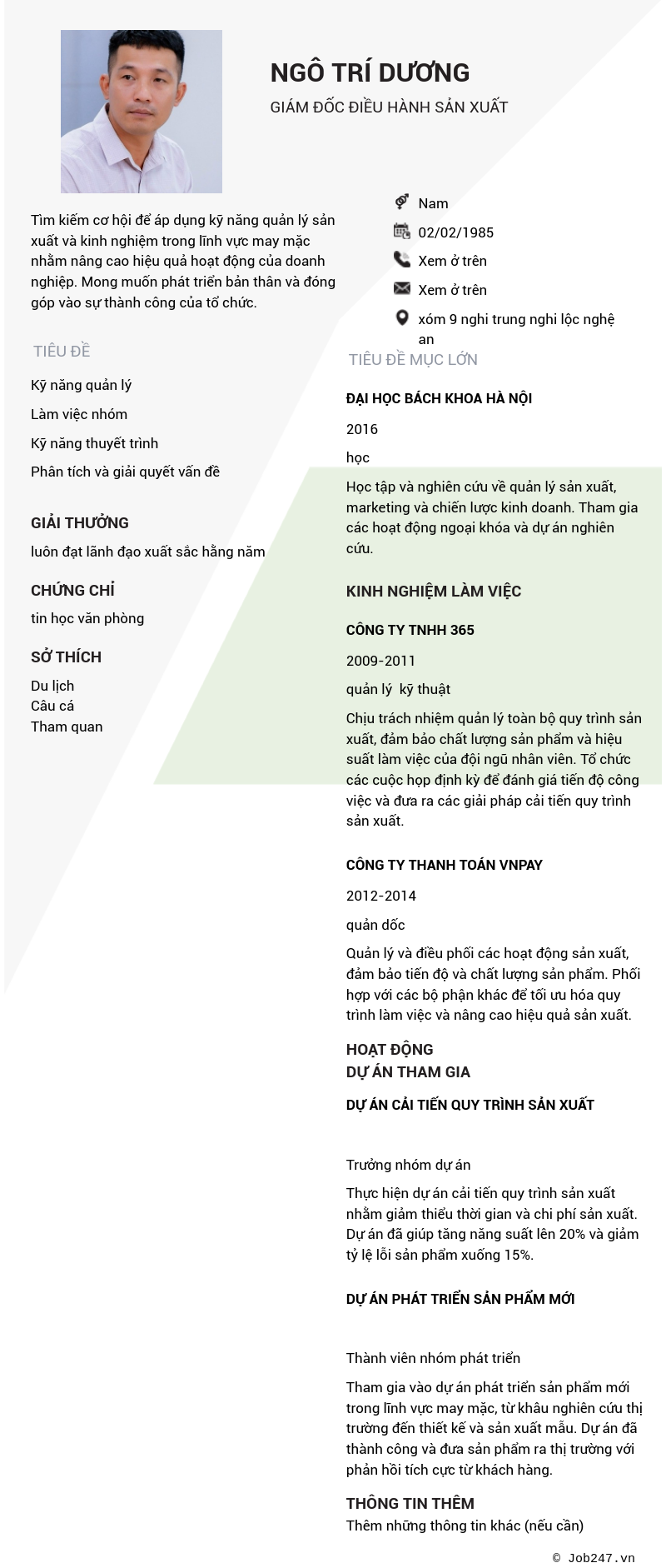CV ứng viên