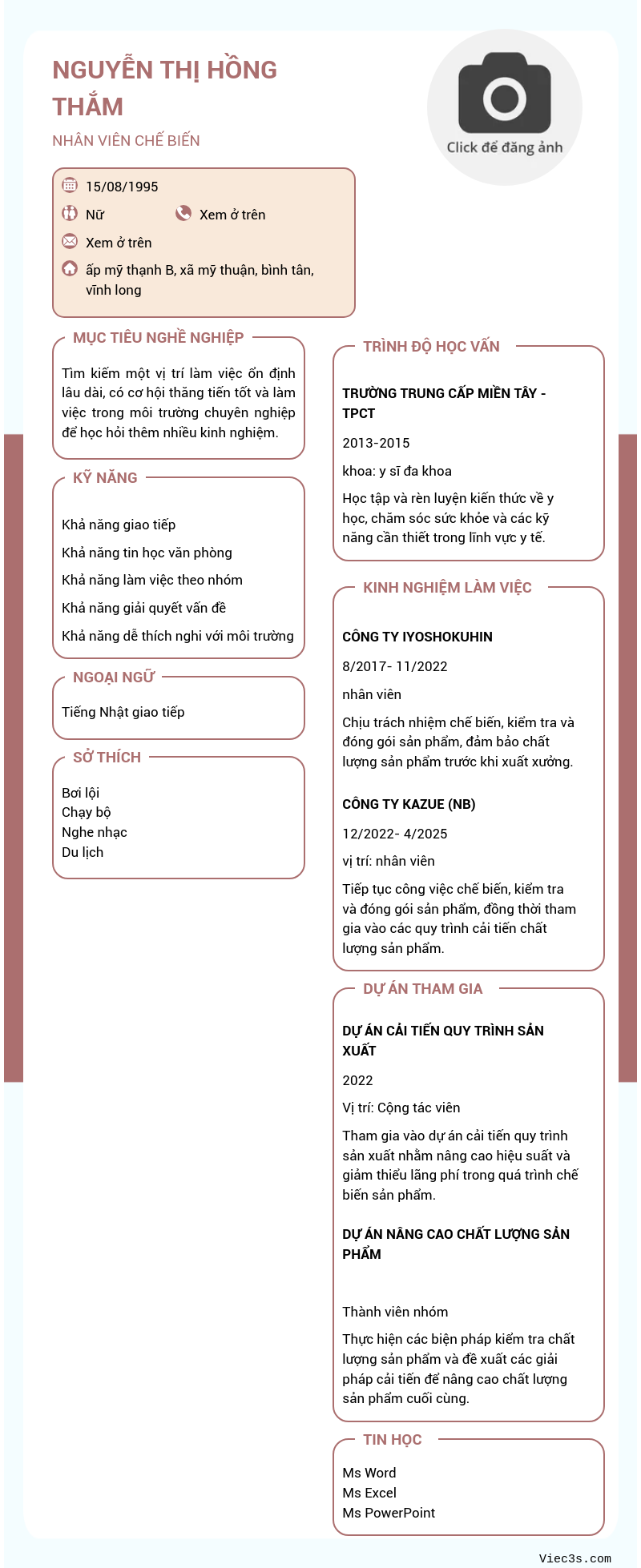 CV ứng viên