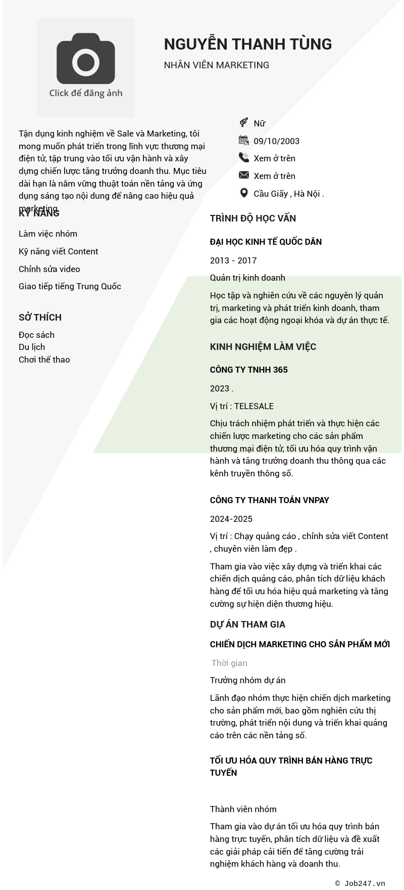 CV ứng viên