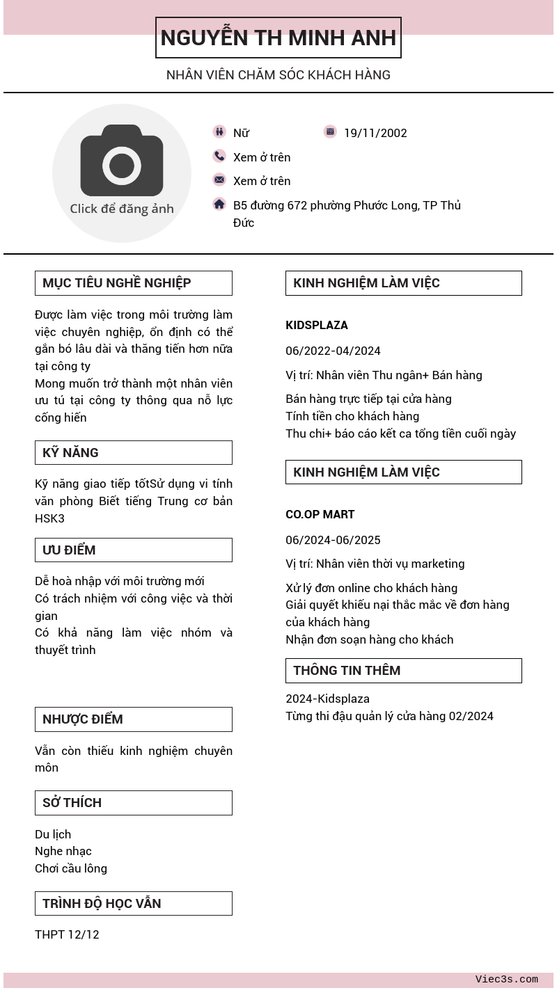 CV ứng viên