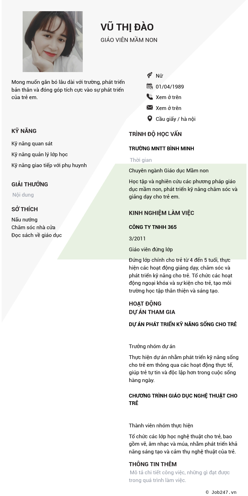 CV ứng viên