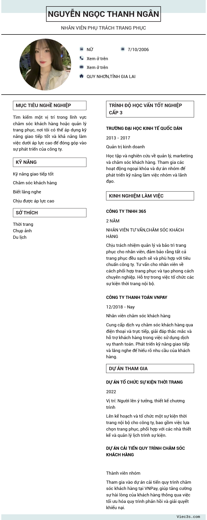 CV ứng viên