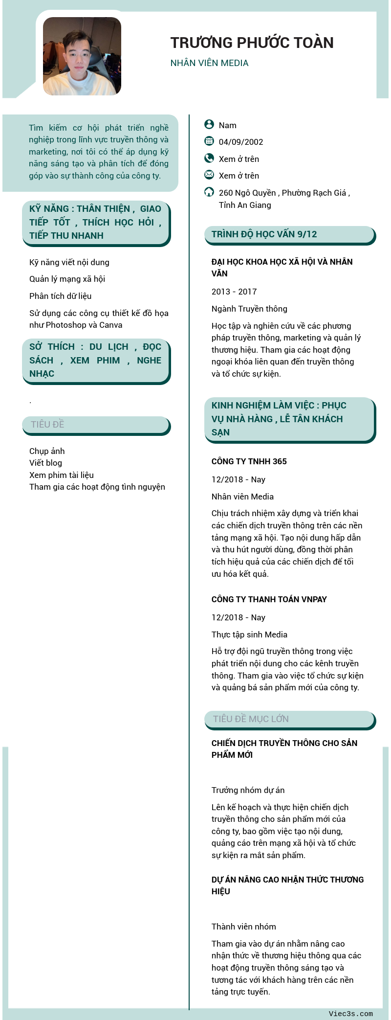 CV ứng viên