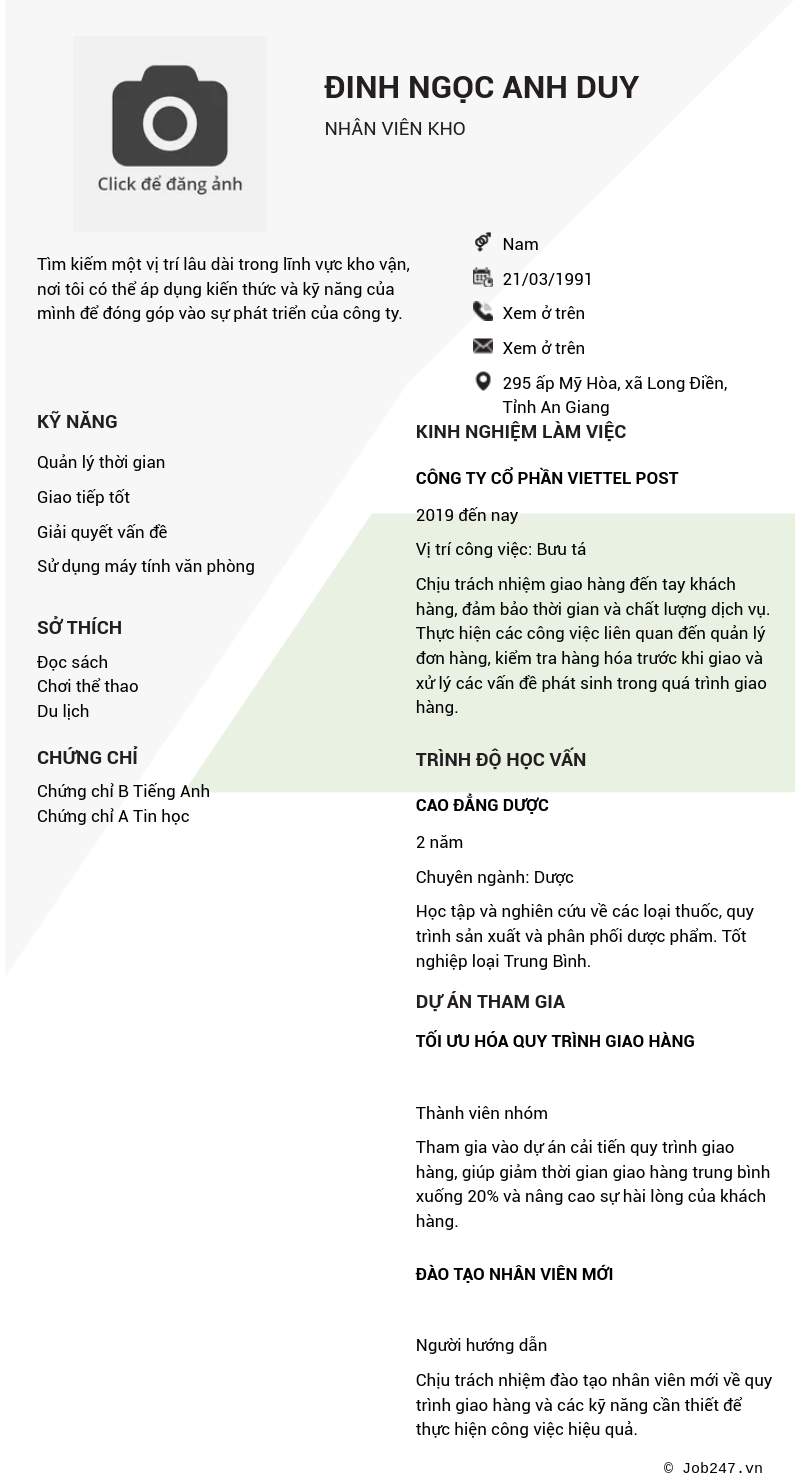 CV ứng viên