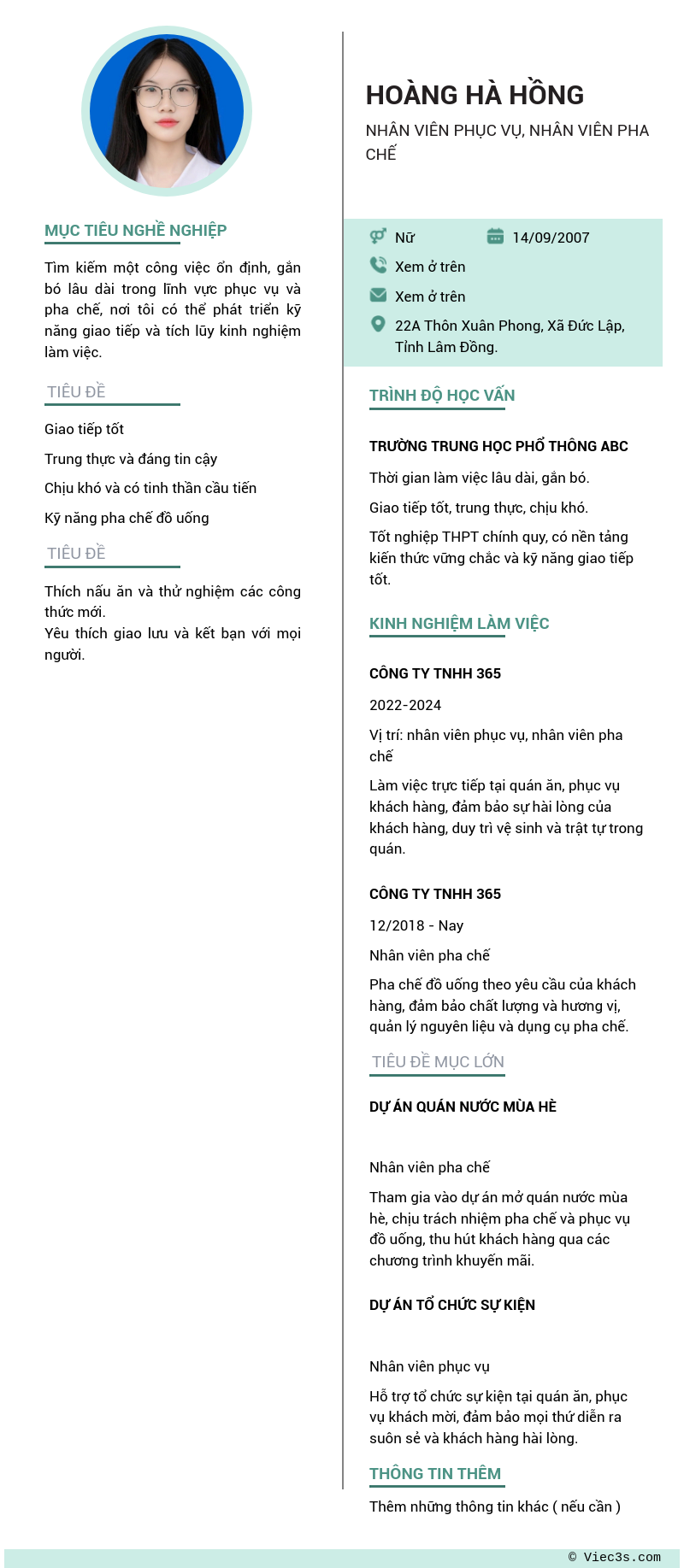 CV ứng viên