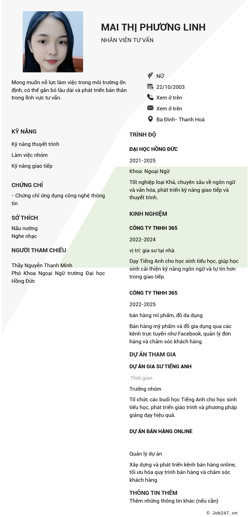 CV ứng viên