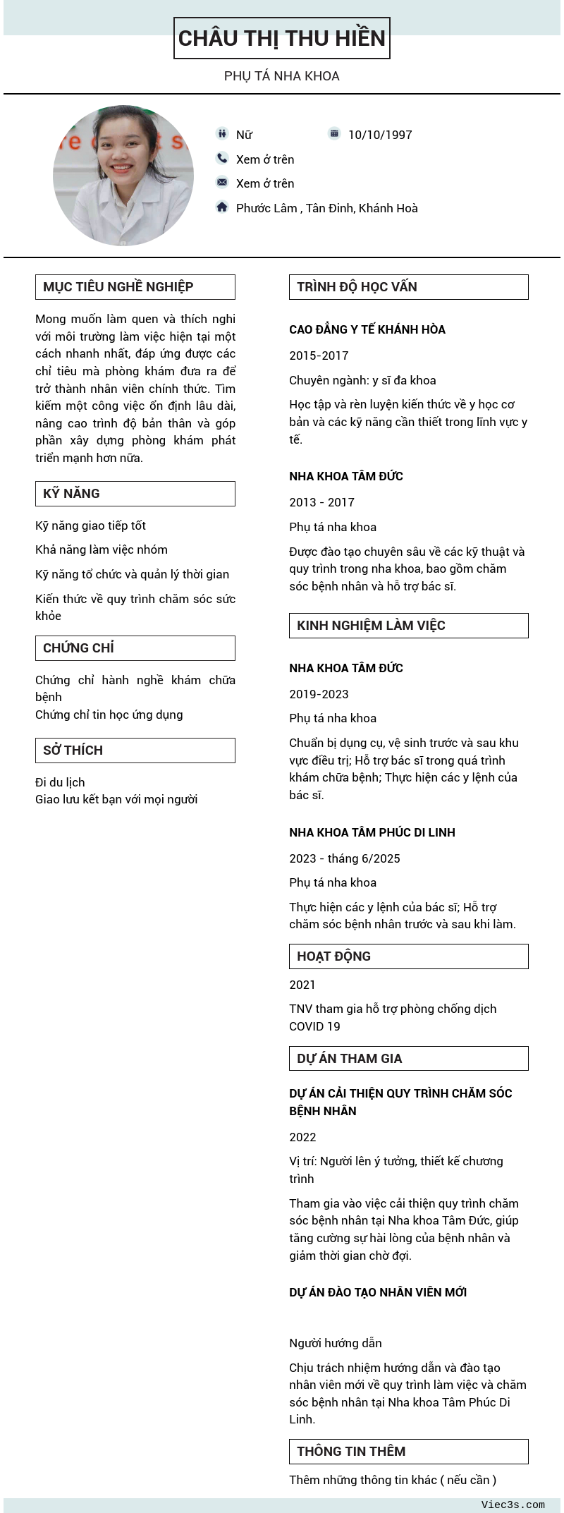 CV ứng viên